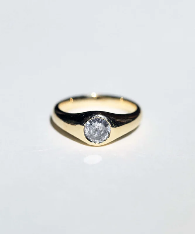 Drew Signet Ring with Salt & Pepper Diamond