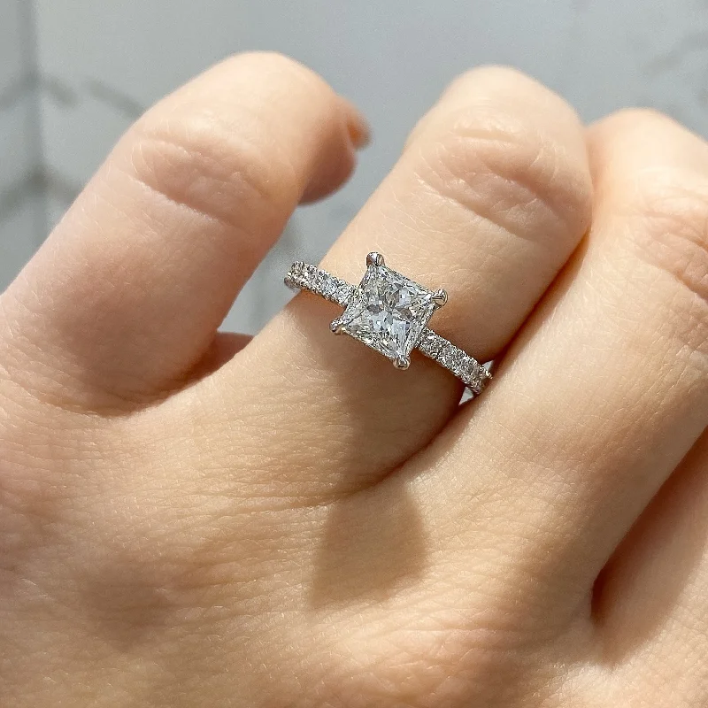 1.00 Carat Princess Natural Diamond Engagement Ring