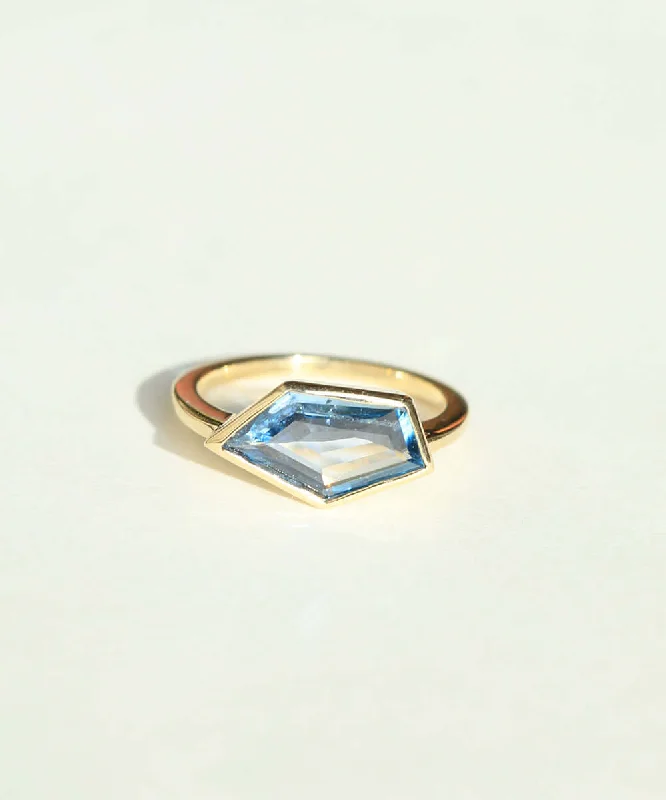 Geo Blue Sapphire Bezel Ring