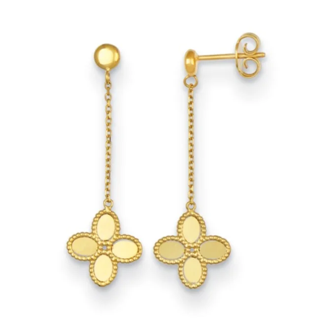 Gold Clover Dangle Earrings