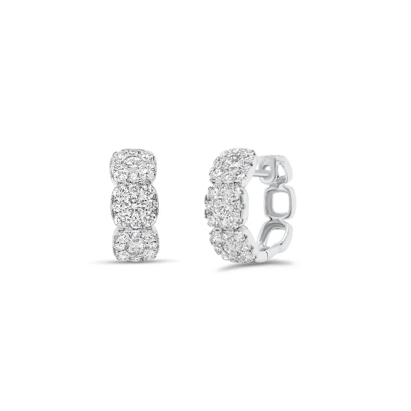 Halo Diamond Cushion Huggie Earrings