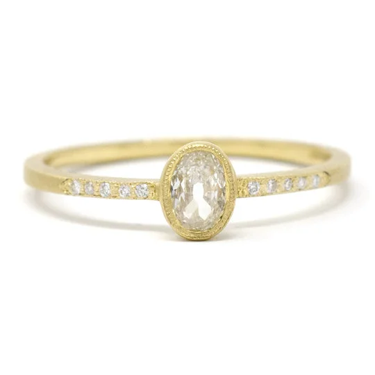 Jennifer Dawes 18k Gold Oval & Pave Diamond Ring