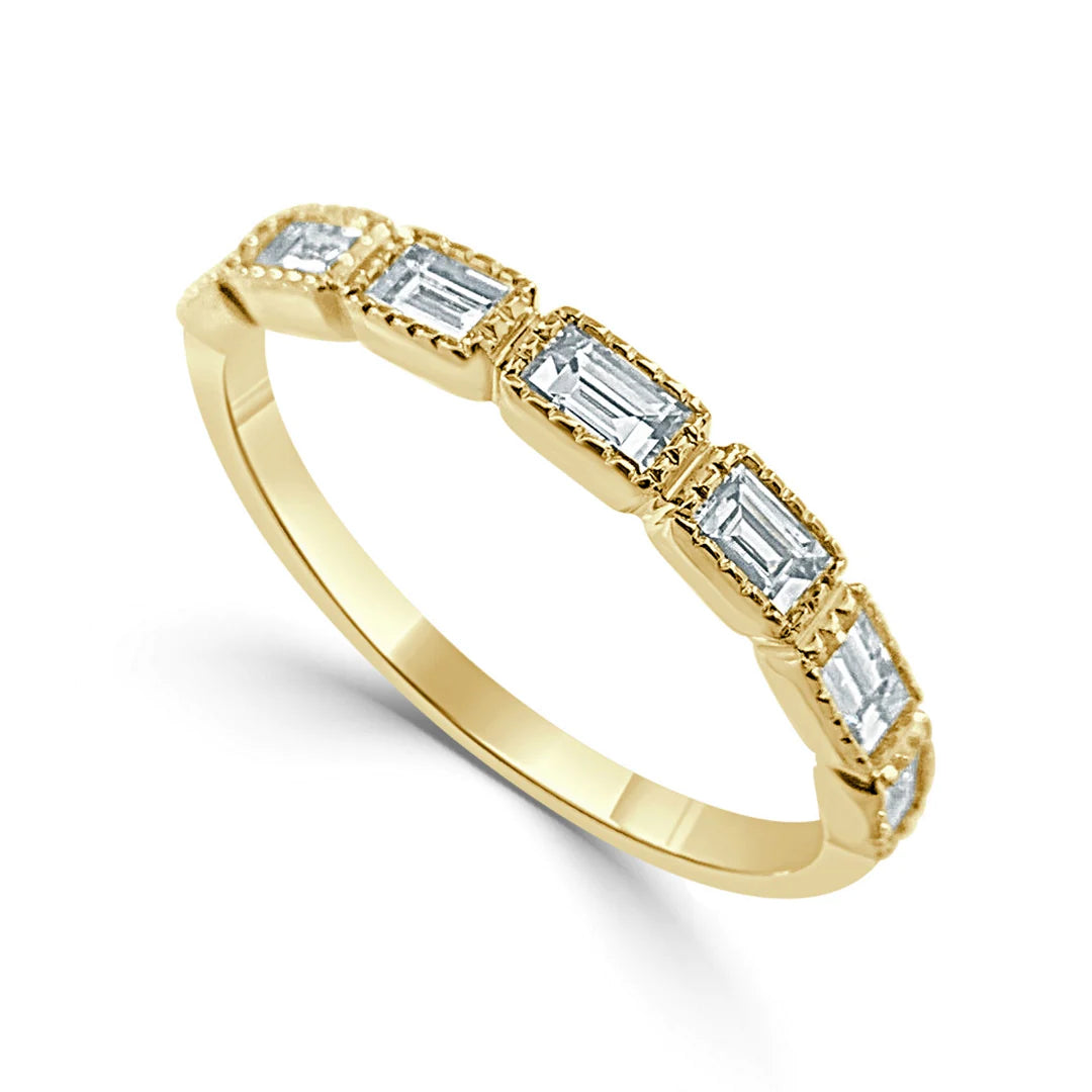 Luxury by Leonardo 14k Yellow Gold & Diamond Baguette Ring