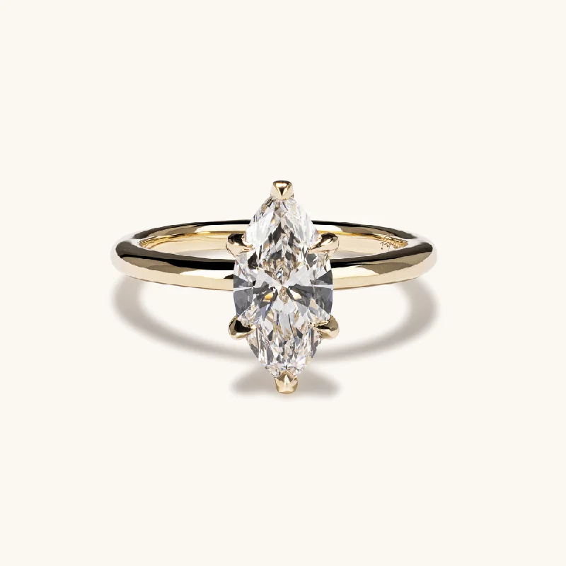 Marquise Lab Diamond Solitaire Engagement Ring