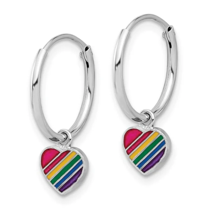 Mini Rainbow Heart Hoop Earrings - available on special order