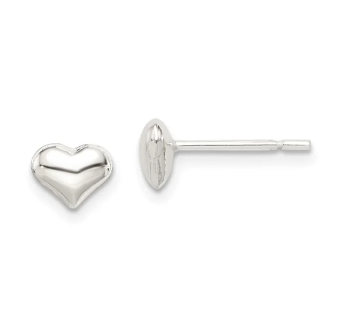 Mini Silver Heart Stud Earrings