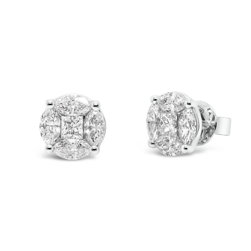 Mixed Shape Diamond Stud Earrings