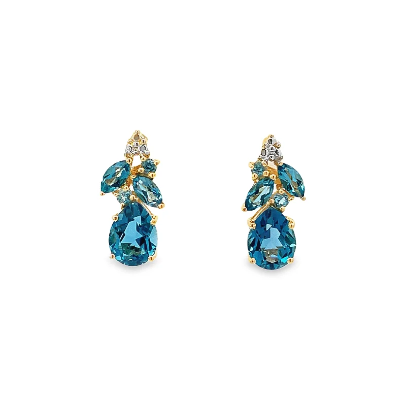 Multi Blue Topaz Earrings