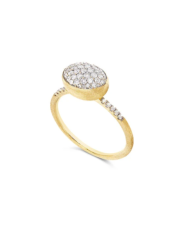 Nanis 18k Brushed Yellow Gold Diamond Pave Elite Ring