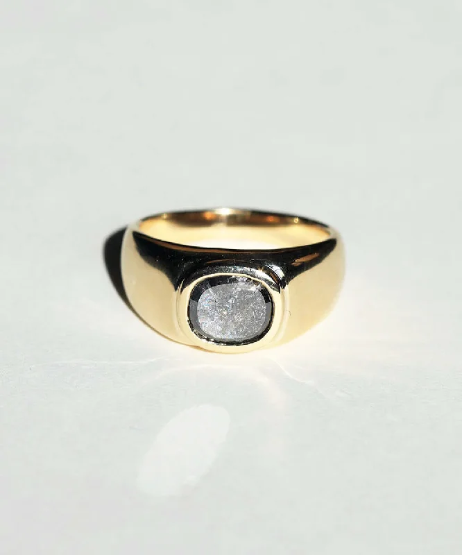 Oren Signet Ring with Salt & Pepper Diamond