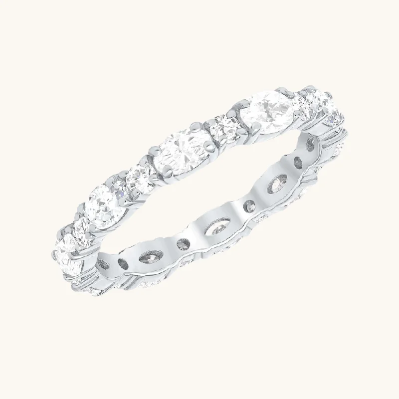 Oval + Round Diamond Eternity Band