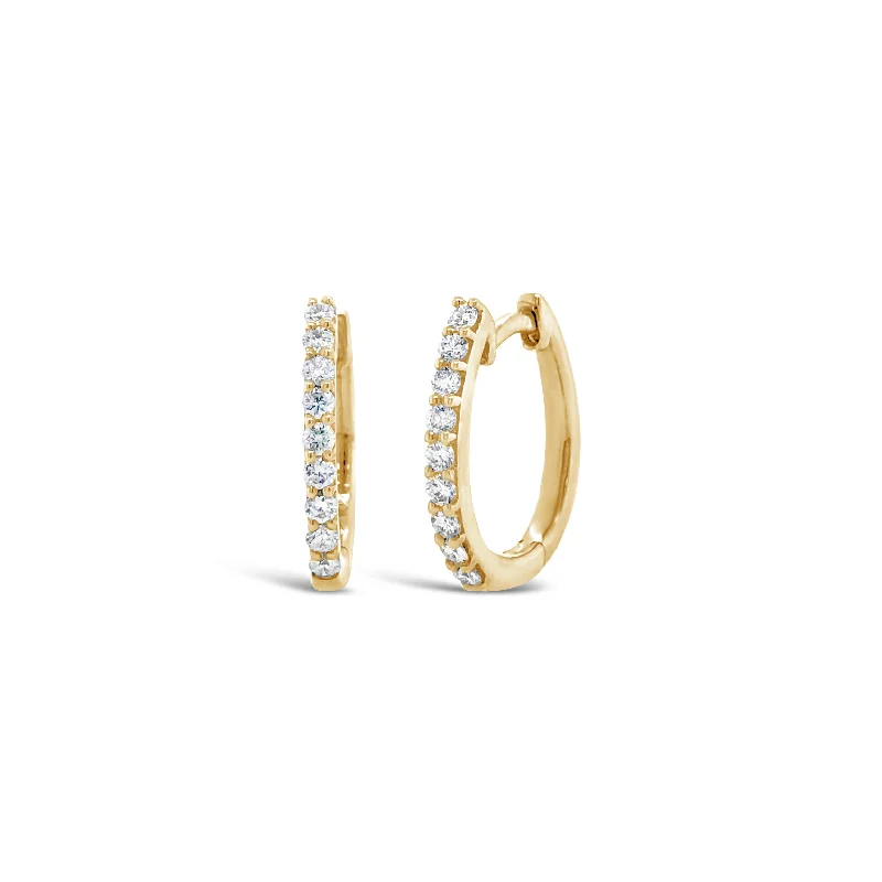 Oval Diamond Huggie Earrings