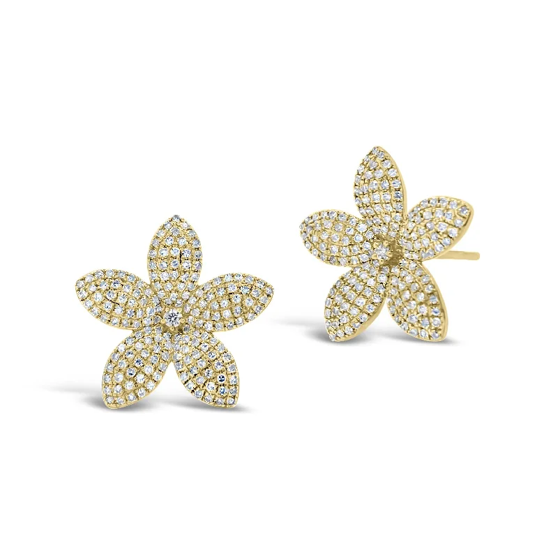 Pave Diamond Flower Stud Earrings