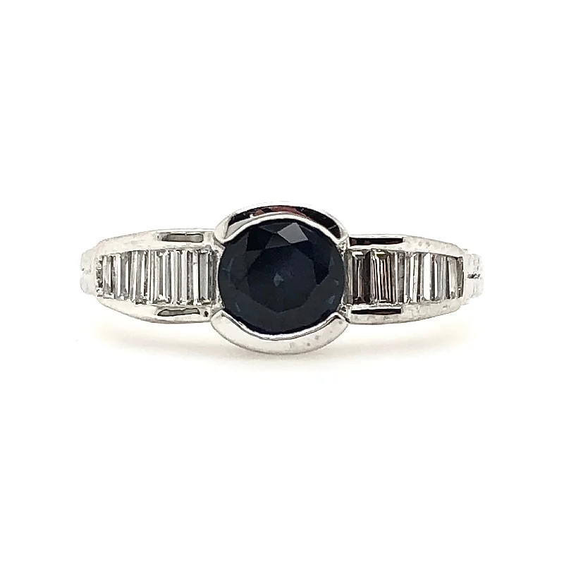 Platinum Sapphire and Diamond Fashion Ring