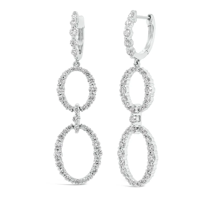 Prong-Set Diamond Oval Dangle Earrings