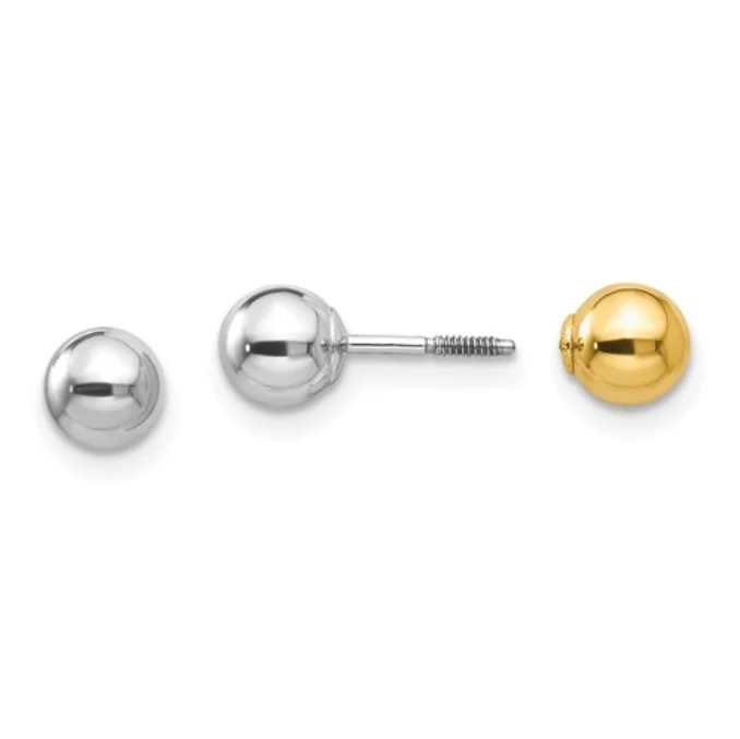 Reversible Two-tone Gold Ball Stud Earrings - available on special order