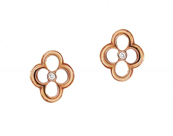 Rose Gold Clover Diamond Stud Earrings