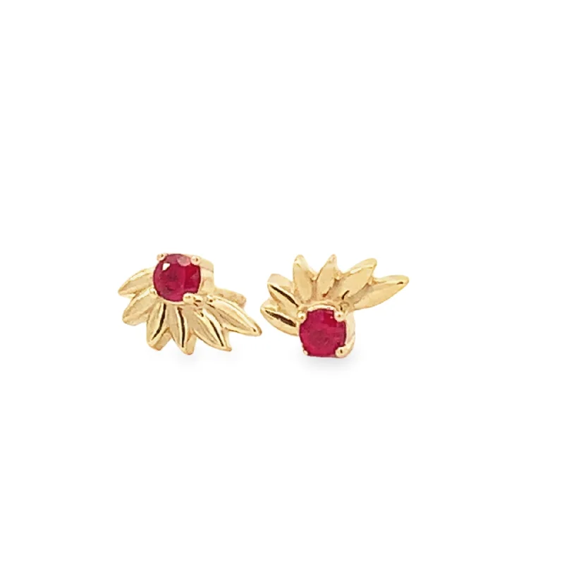 Ruby Sun Ray Stud Earrings