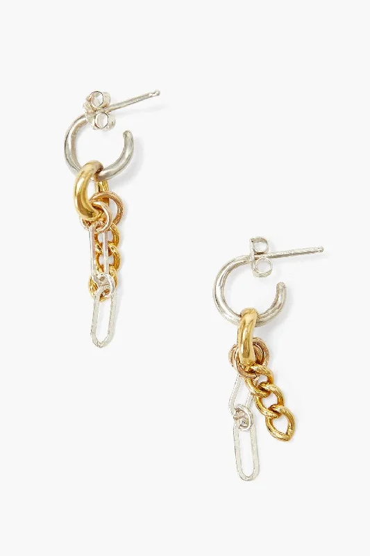 Silver and Gold Cable Chain Earrings