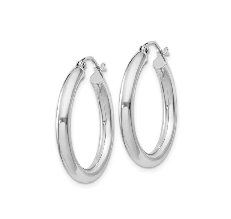 Silver Polished Hollow 25mm Hoop Earrings - available on special order