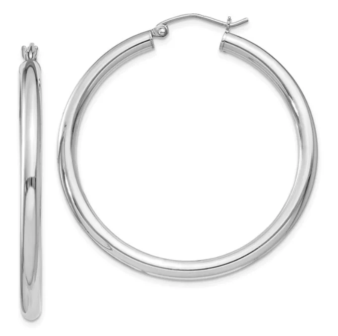 Silver Polished Hollow 40mm Hoop Earrings - available on special order