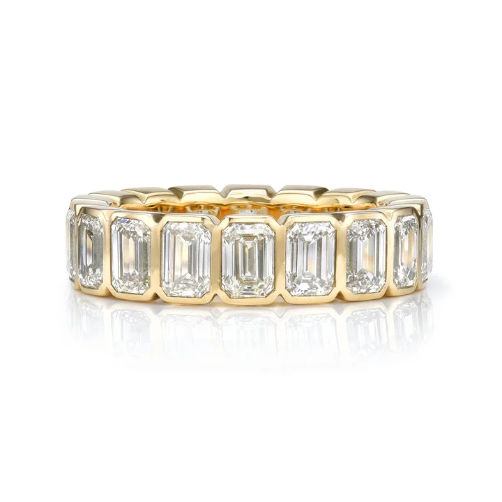 Single Stone 18k Gold "Athena" Large Emerald Cut Diamond Eternity Band