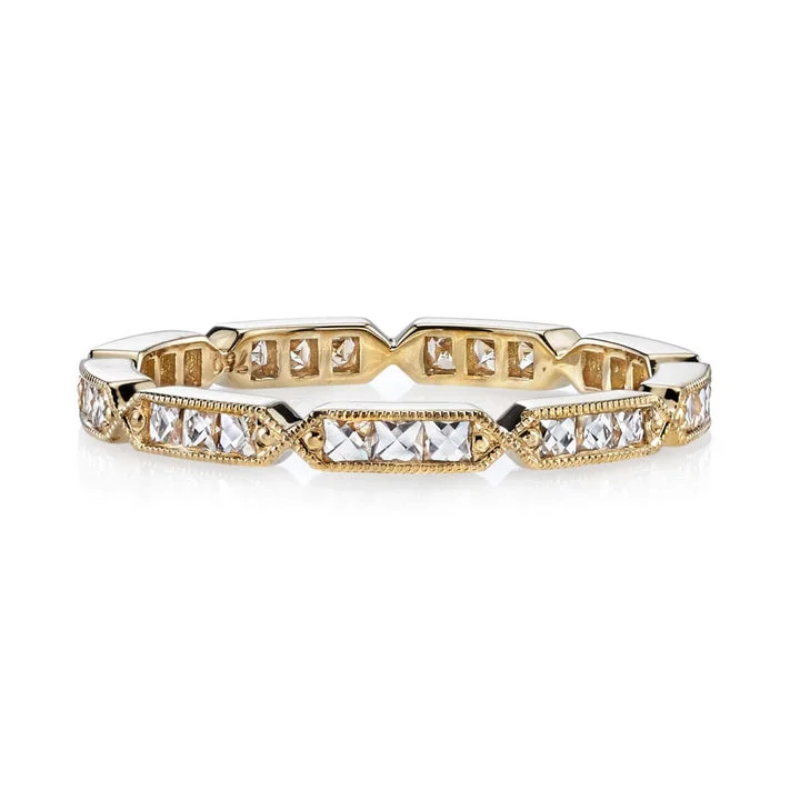 Single Stone 18k Gold "Olivia" French Cut Diamond Band