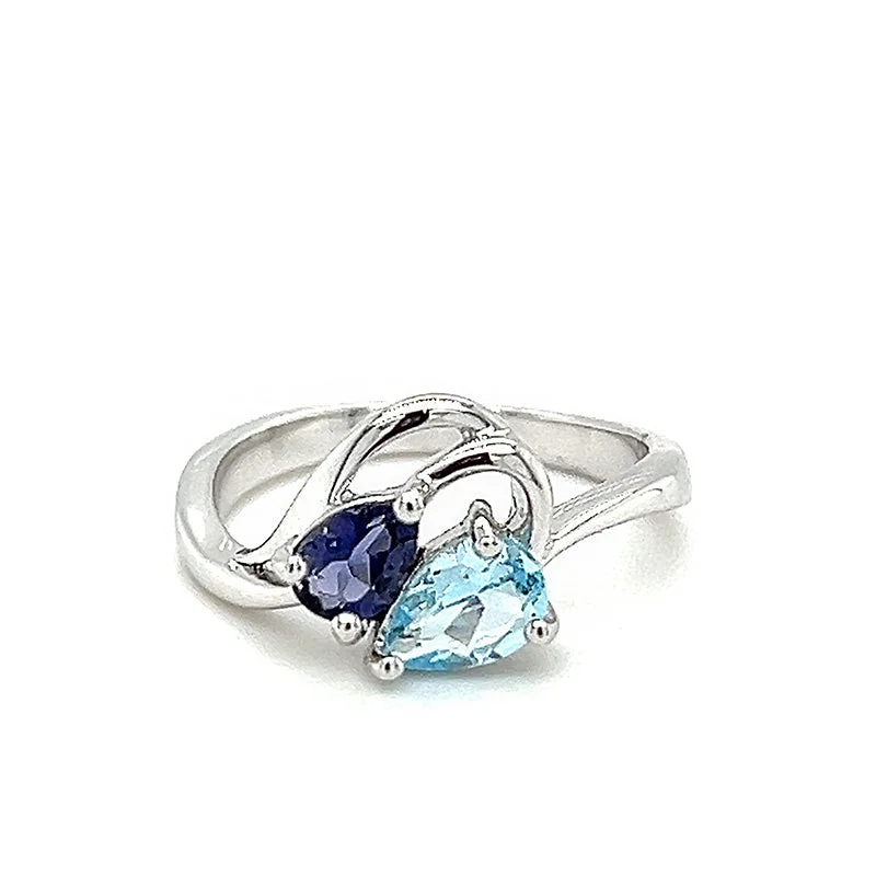 Blue Topaz and Iolite Ring