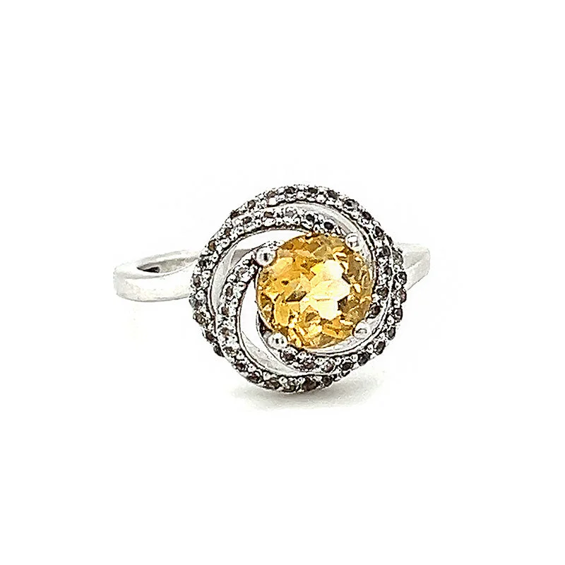 Citrine and White Topaz Fashion Ring