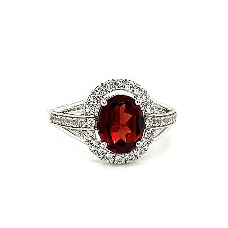 Garnet and White Topaz Ring