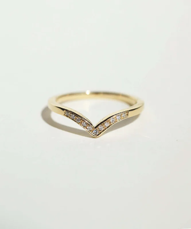 V-Shaped Wedding Band with Diamonds