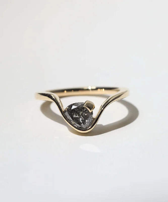 Wave Ring with Salt & Pepper Diamond