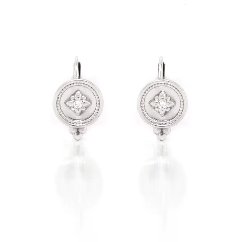 Flower Disc Lever Back Earrings