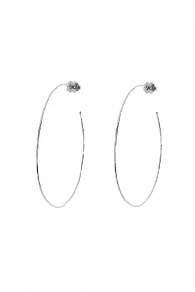 White Gold Hammered Hoop Earrings - available on special order