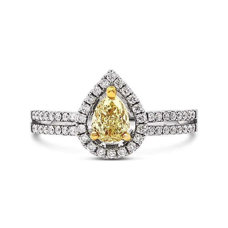 White/Yellow Gold Fancy Yellow Diamond Halo Ring