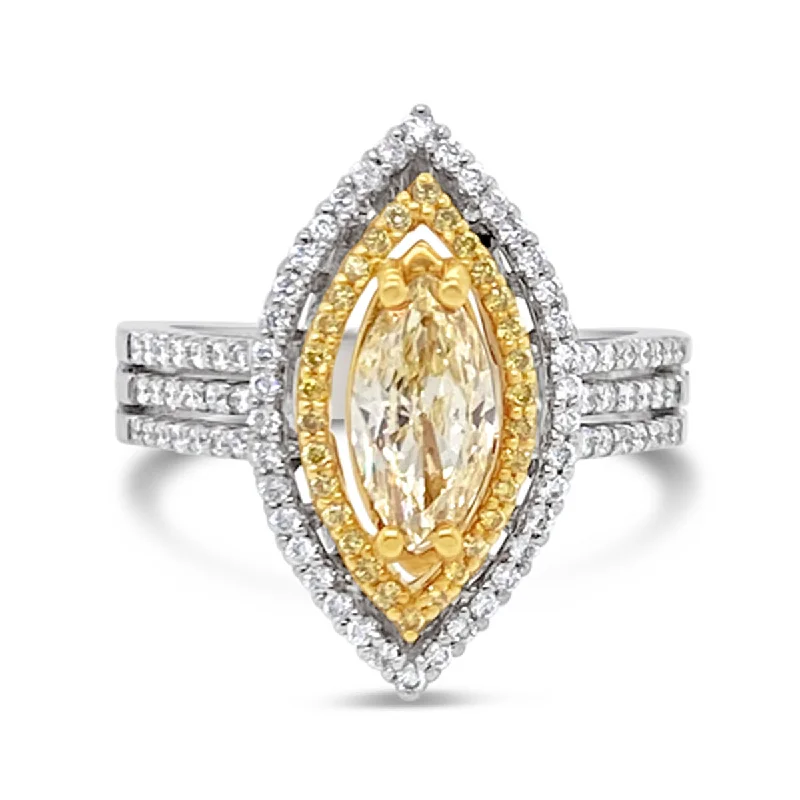 White/Yellow Gold Fancy Yellow Diamond Halo Ring