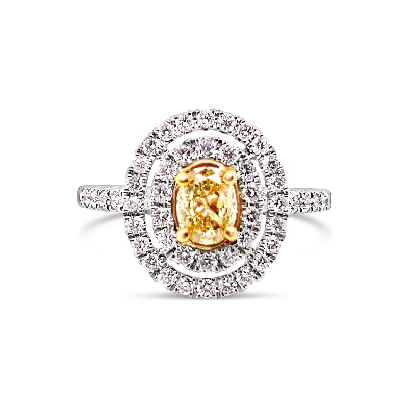 White/Yellow Gold Fancy Yellow Diamond Halo Ring