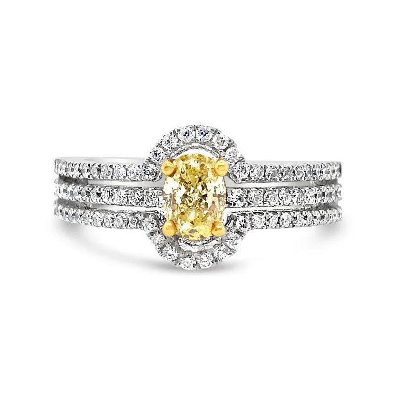 White/Yellow Gold Fancy Yellow Diamond Halo Ring