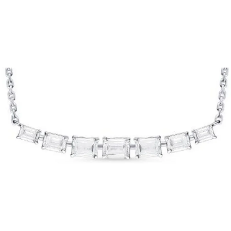 14k Emerald-Cut Diamond Bar Pendant Necklace