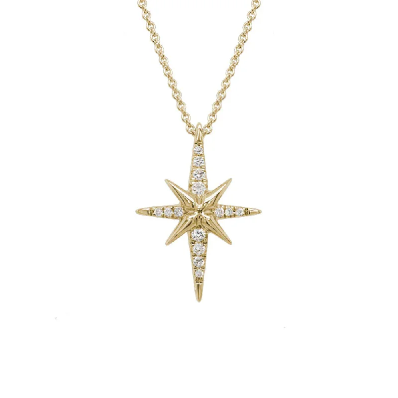 14k Gold Diamond Star Pendant Necklace