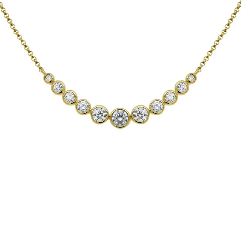 14k Graduated Diamond Bar Pendant Necklace