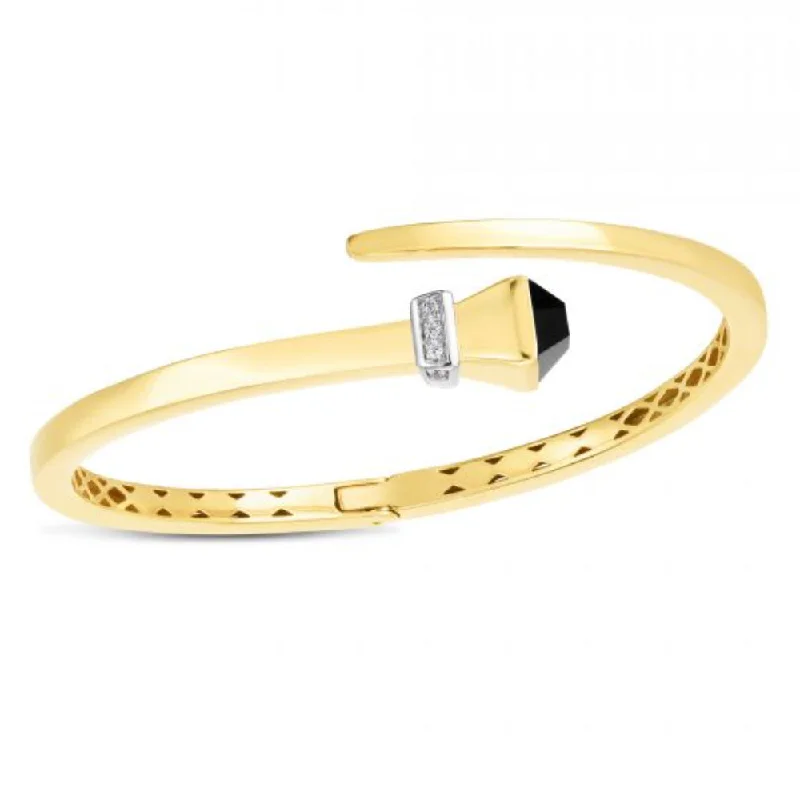 14k Onyx & Diamond Wrap Hardware Bangle