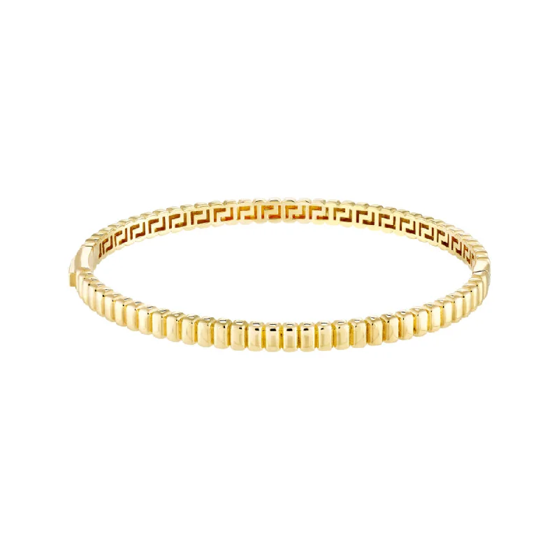 14k Ribbed Hinge Bangle Bracelet