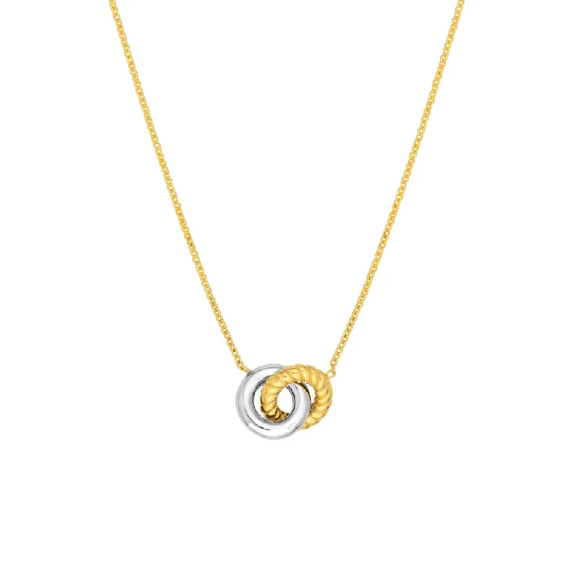 14k Two-Tone Interlocking Circle Necklace