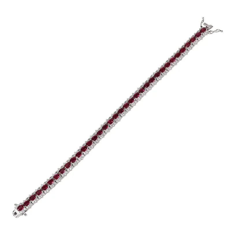 18k White Gold Ruby & Diamond Bracelet