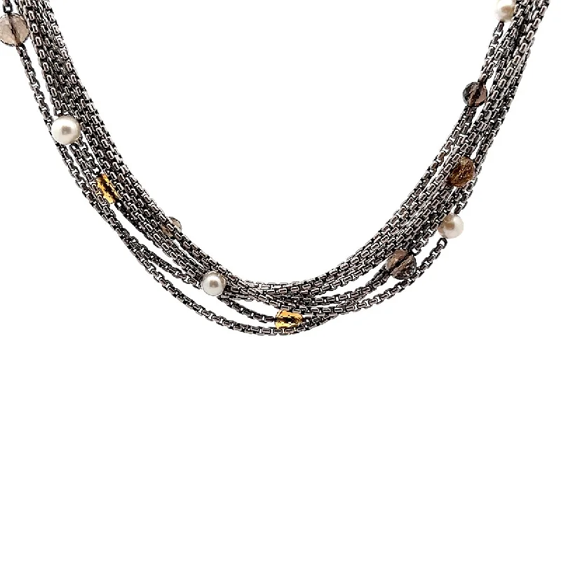 Pre-Owned David Yurman Quartz, Pearl, and Citrine Multi-Strand Necklace