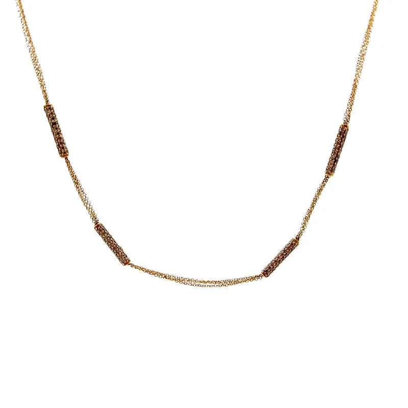 Pre-Owned Brown Diamond Station Necklace