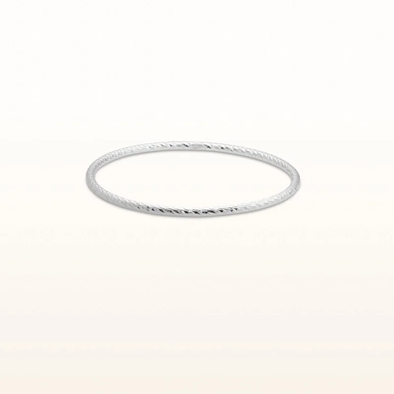 925 Sterling Silver Diamond Cut Bangle Bracelet