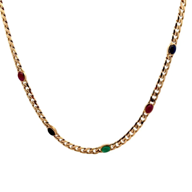 PRE-OWNED CURB LINK MULTI-STONE NECKLACE