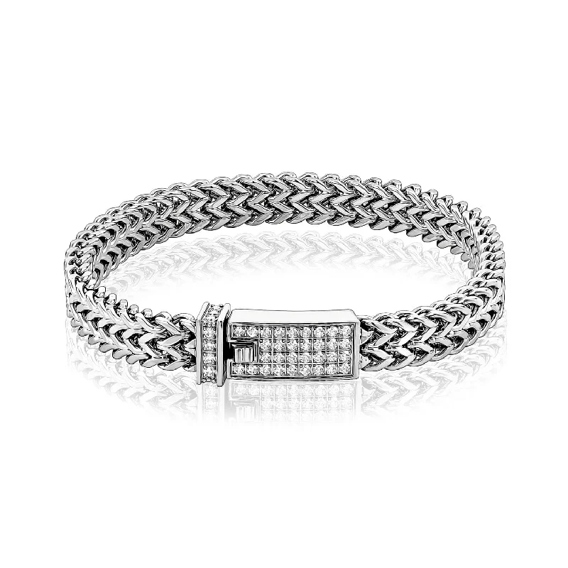 A.R.Z Men's  Steel Double Franco Link 8.5" Bracelet